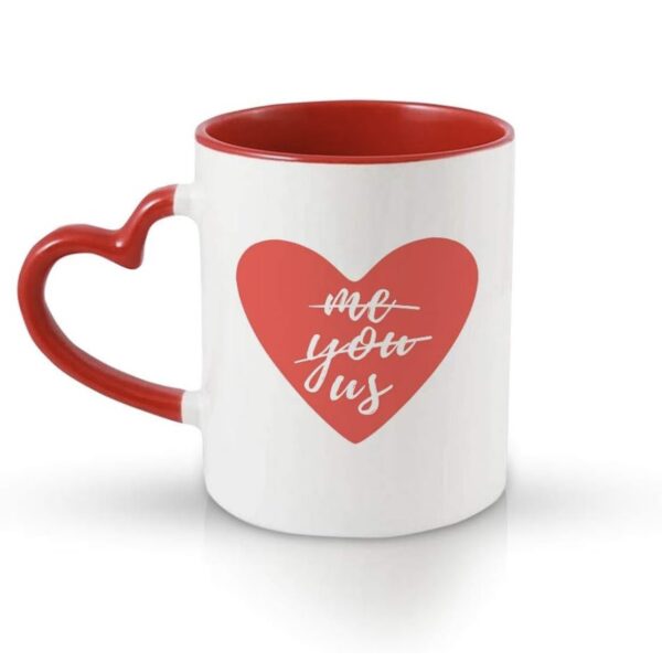 Personalized Ceramic Mug with Heart Handle – Custom Text or Photo